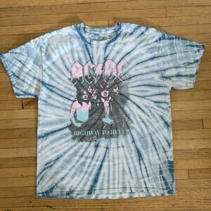 AC/DC Highway To Hell T Shirt Tie Dye Size M/L Band Tee